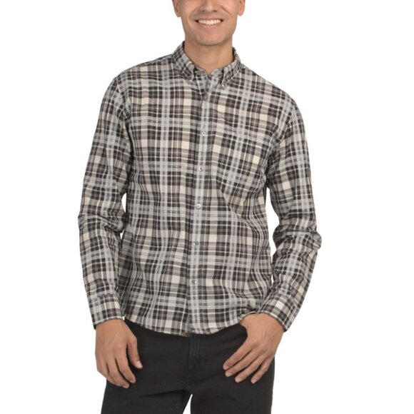 BILLY REID Grey/black Melange Textural Plaid Shirt - Picture 2 of 2